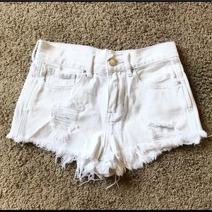 High Rise White denim shorts